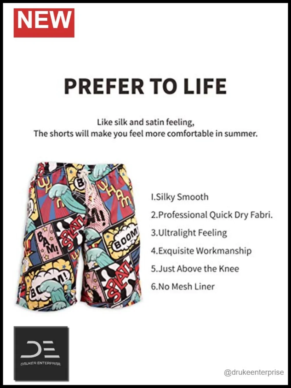 Men's Quick Dry Board Shorts with Pockets UPF 50